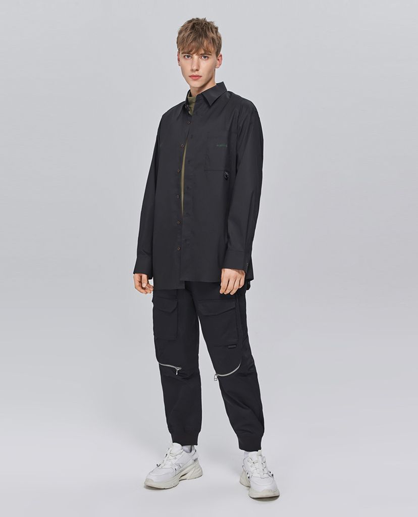 Áo sơ mi nam tay dài Black Embroidered