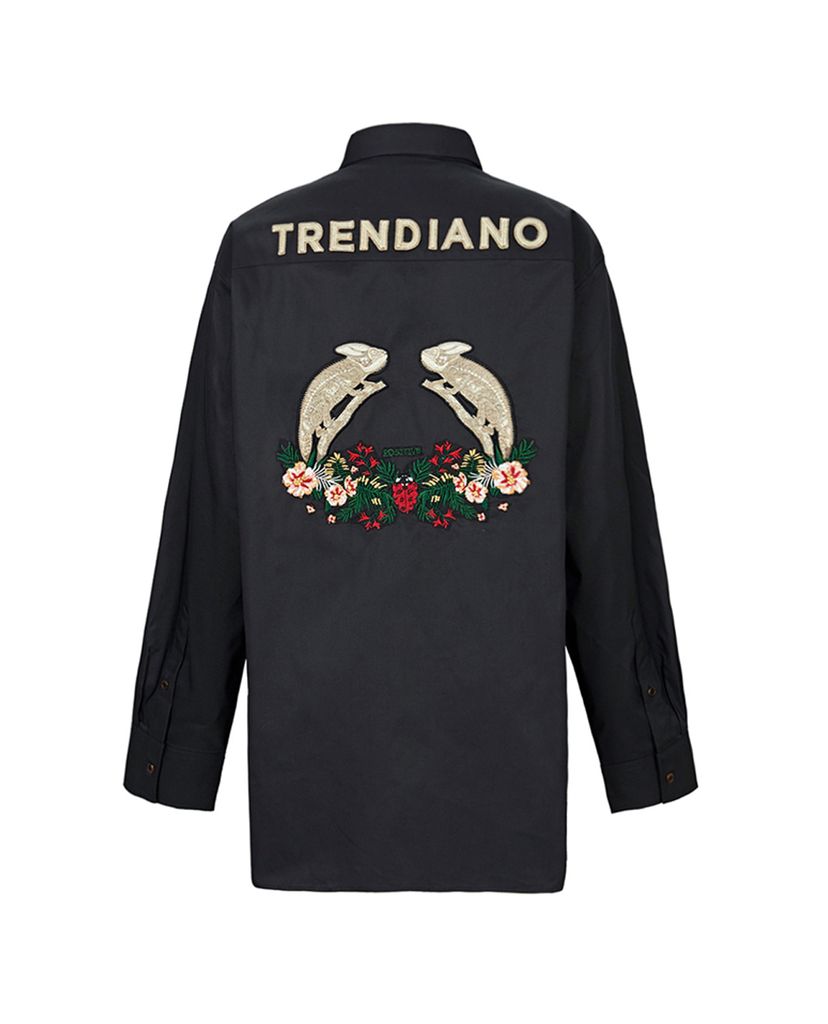 Áo sơ mi nam tay dài Black Embroidered