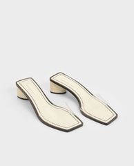 CHARLES & KEITH - Giày cao gót quai ngang Croc Effect Clear Strap Mules