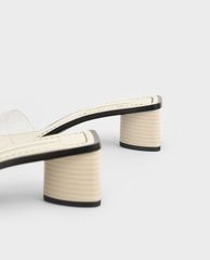 CHARLES & KEITH - Giày cao gót quai ngang Croc Effect Clear Strap Mules