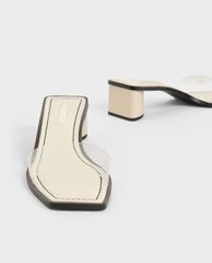 CHARLES & KEITH - Giày cao gót quai ngang Croc Effect Clear Strap Mules