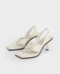 CHARLES & KEITH - Giày sandal cao gót Patent Slingback Thong