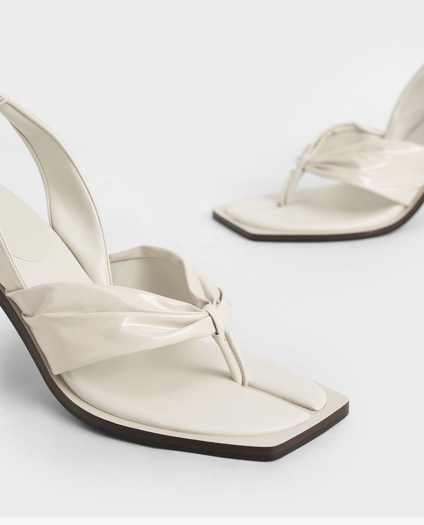 CHARLES & KEITH - Giày sandal cao gót Patent Slingback Thong