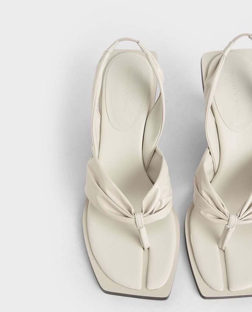 CHARLES & KEITH - Giày sandal cao gót Patent Slingback Thong