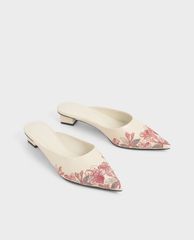 CHARLES & KEITH - Giày mules mũi nhọn Embroidered Floral