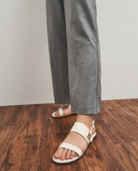 CHARLES & KEITH - Giày sandals nữ quai ngang Raffia Metallic Buckle
