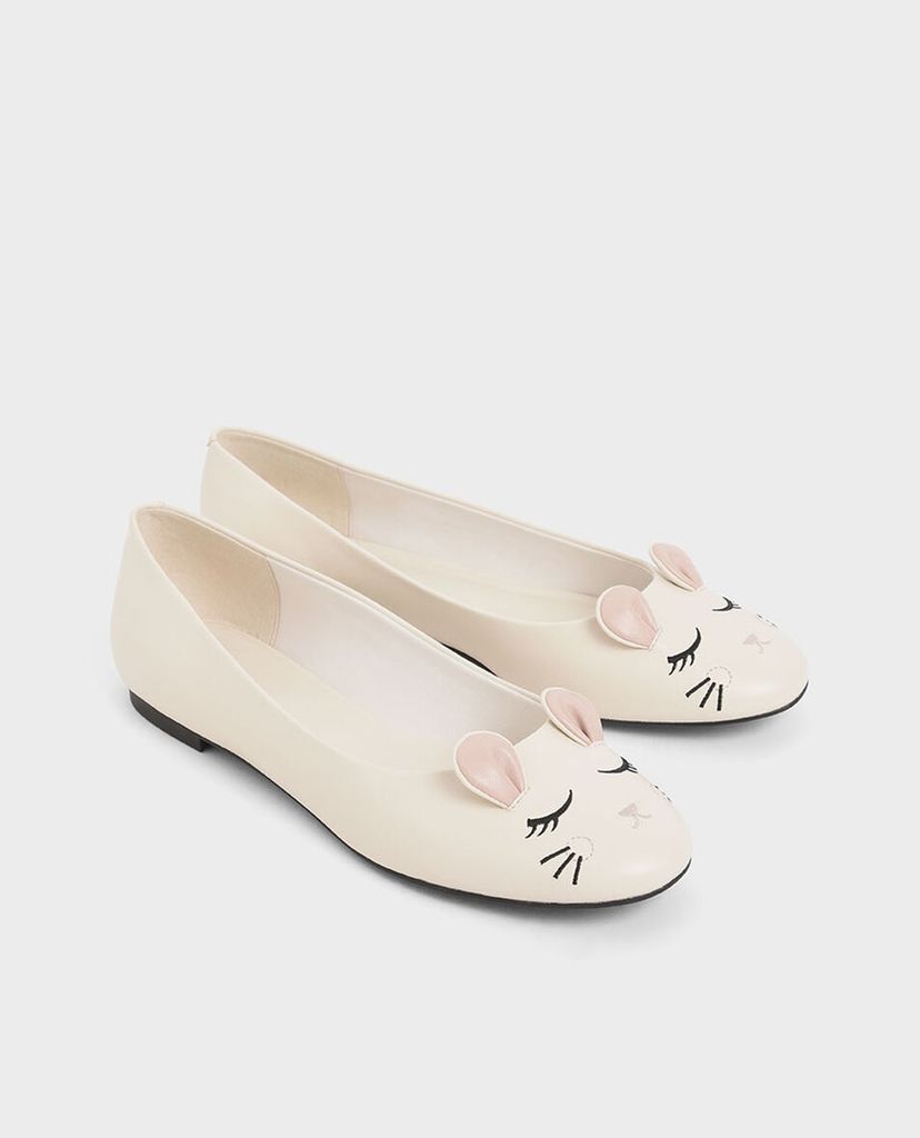 CHARLES & KEITH - Giày đế bệt nữ mũi tròn Rat Zodiac Ballerina