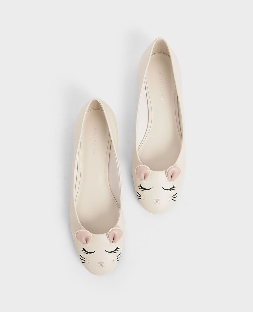 CHARLES & KEITH - Giày đế bệt nữ mũi tròn Rat Zodiac Ballerina