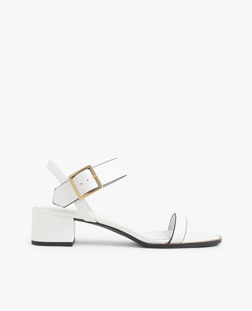CHARLES & KEITH - Giày sandal cao gót quai ngang Frame Buckle Block
