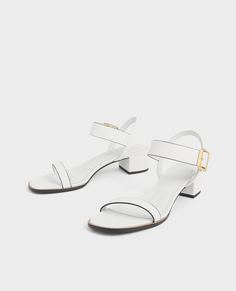 CHARLES & KEITH - Giày sandal cao gót quai ngang Frame Buckle Block