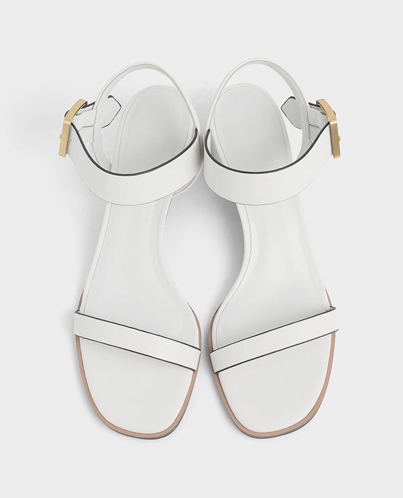 CHARLES & KEITH - Giày sandal cao gót quai ngang Frame Buckle Block