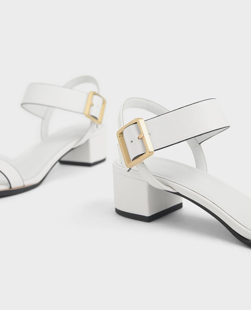 CHARLES & KEITH - Giày sandal cao gót quai ngang Frame Buckle Block