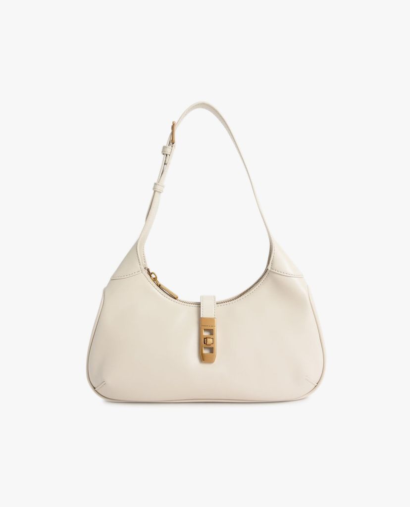 CHARLES & KEITH - Túi đeo vai nữ hình thang Metallic Accent Hobo