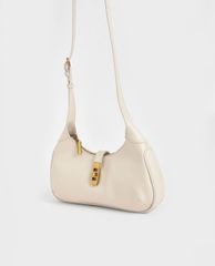 CHARLES & KEITH - Túi đeo vai nữ hình thang Metallic Accent Hobo