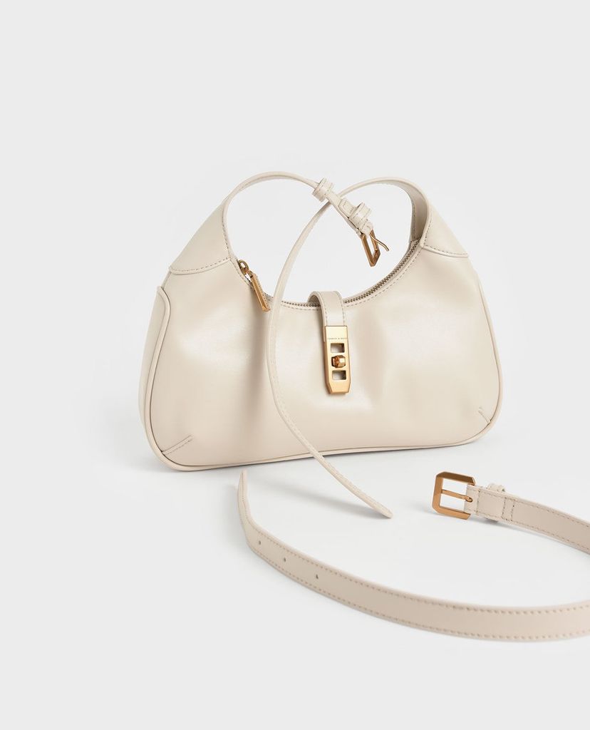 CHARLES & KEITH - Túi đeo vai nữ hình thang Metallic Accent Hobo