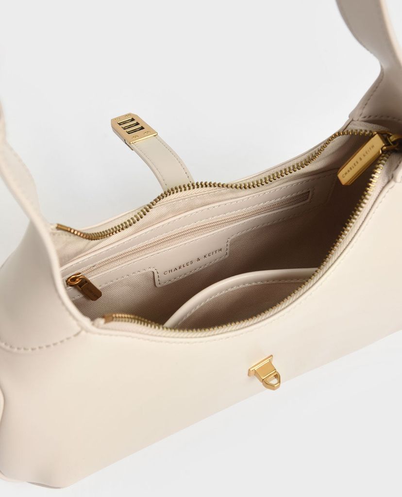 CHARLES & KEITH - Túi đeo vai nữ hình thang Metallic Accent Hobo
