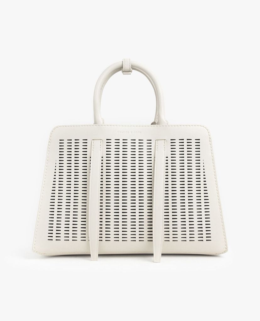 CHARLES & KEITH - Túi xách tay hình thang Large Laser Cut