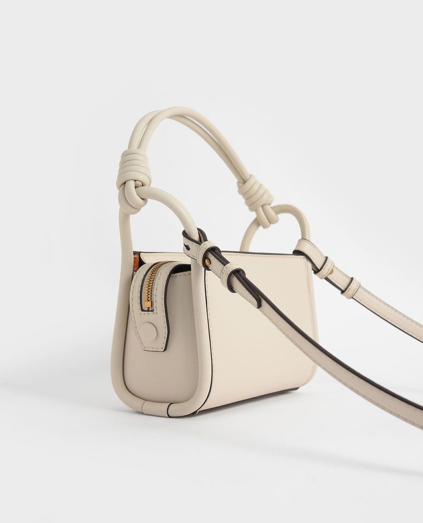 CHARLES & KEITH - Túi đeo vai nữ chữ nhật chi tiết tay cầm xoắn thời trang