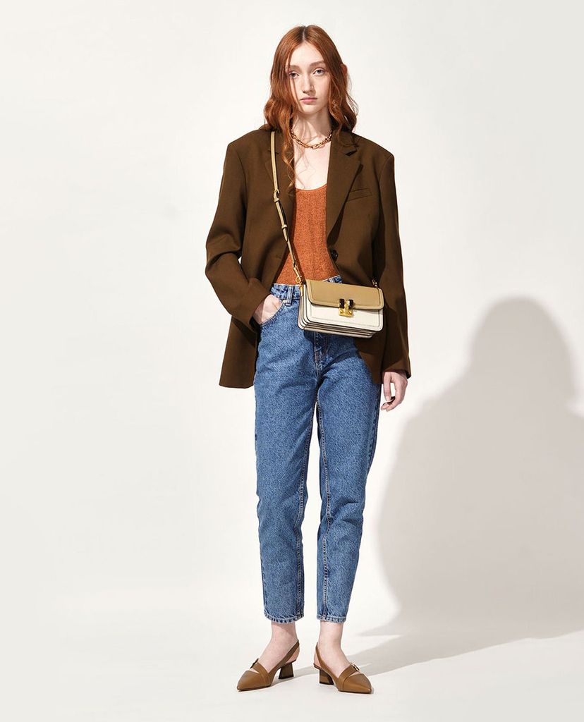 CHARLES & KEITH - Ví cầm tay nữ chữ nhật Stone Embellished