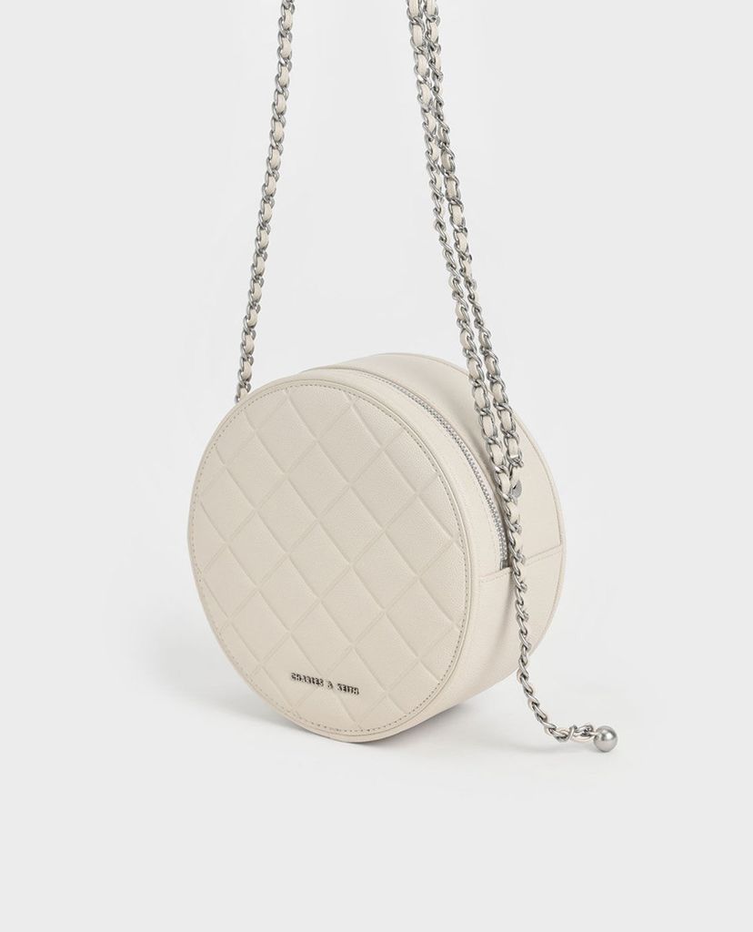 CHARLES & KEITH - Túi đeo chéo nữ phom tròn Quilted Circle
