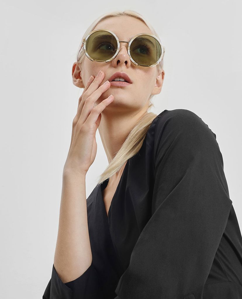 CHARLES & KEITH - Kính mát nữ gọng tròn Cut Off Frame Round
