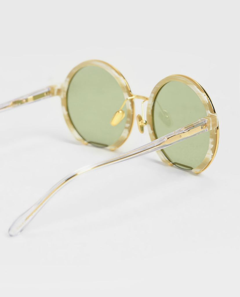 CHARLES & KEITH - Kính mát nữ gọng tròn Cut Off Frame Round