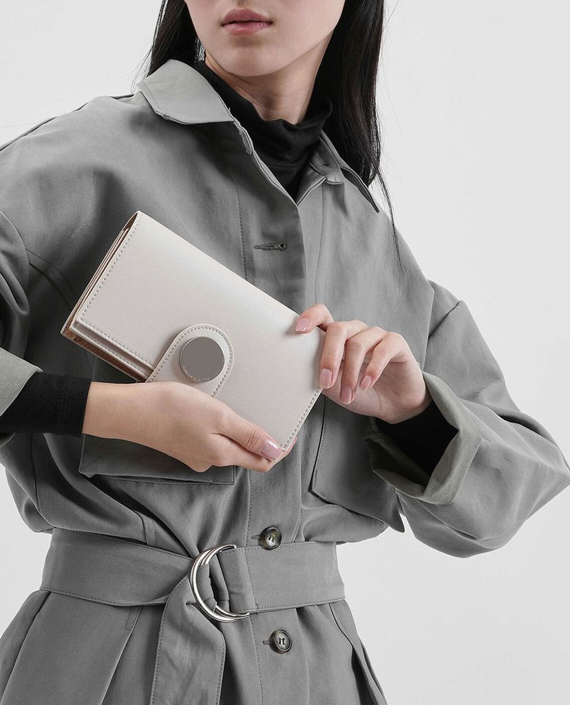 CHARLES & KEITH - Ví nữ chữ nhật Mini Chrome Button