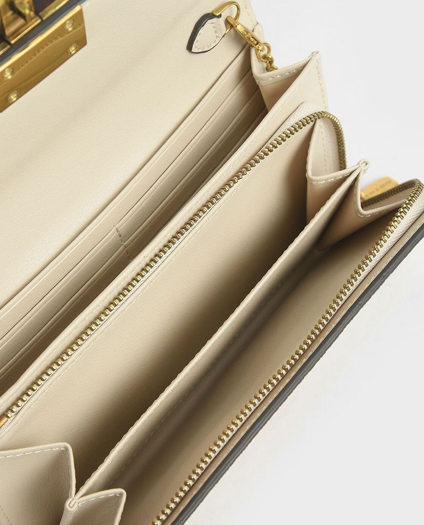 CHARLES & KEITH - Ví nữ dáng dài phối dây đeo Stone Embellished