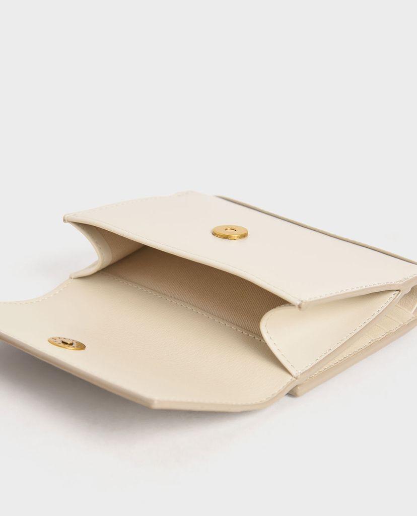 CHARLES & KEITH - Ví nữ mini dạng gập Snap Button