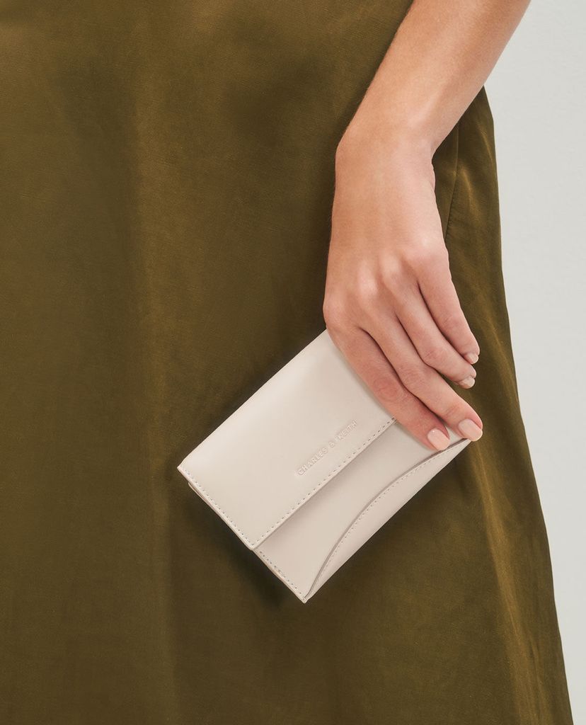 CHARLES & KEITH - Ví nữ mini dạng gập Snap Button