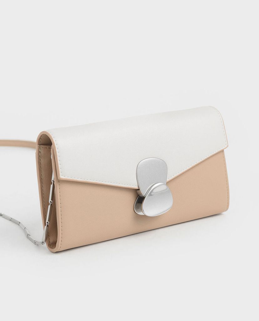 CHARLES & KEITH - Ví Mini Two Tone Metal Push Lock
