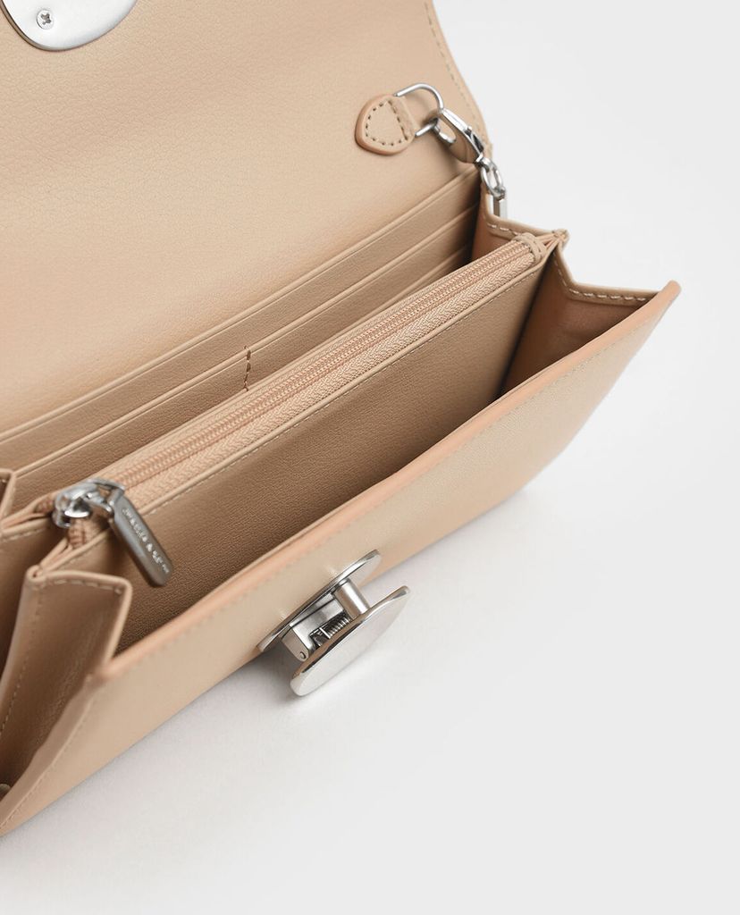 CHARLES & KEITH - Ví Mini Two Tone Metal Push Lock