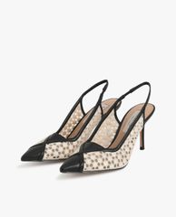 CHARLES & KEITH - Giày cao gót mũi nhọn Crochet & Leather
