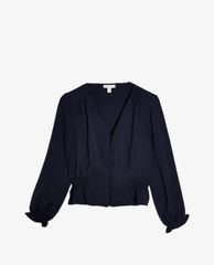 TOPSHOP - Áo kiểu nữ cổ V tay dài Navy Classic