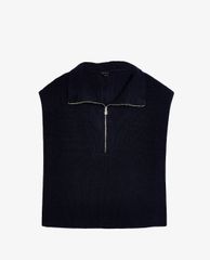 TOPSHOP - Áo khoác dệt kim nữ không tay Navy Zip Up Knitted