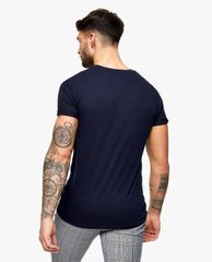 TOPMAN - Áo thun nam ngắn tay Navy Blue Slub Roller