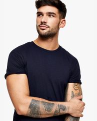 TOPMAN - Áo thun nam ngắn tay Navy Blue Slub Roller