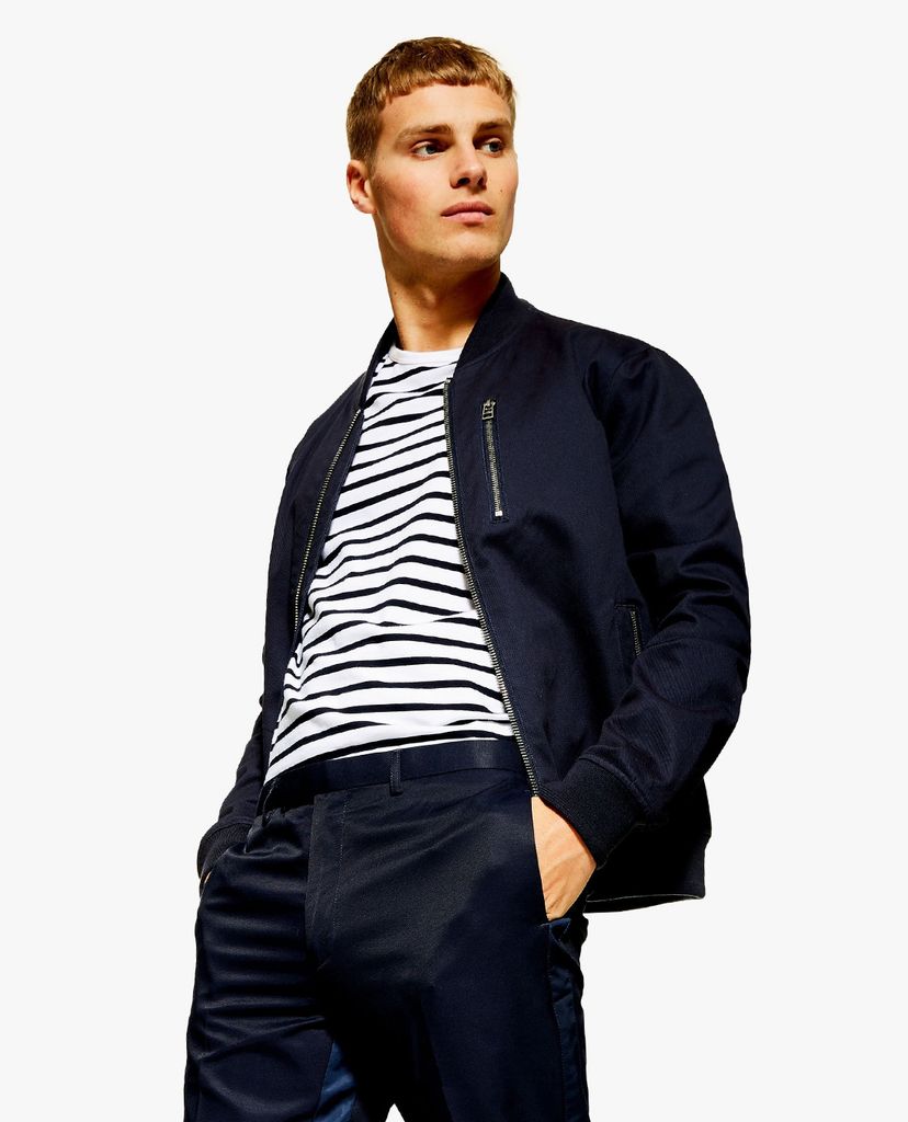 TOPMAN - Quần tây nam phom skinny Navy Side Stripe