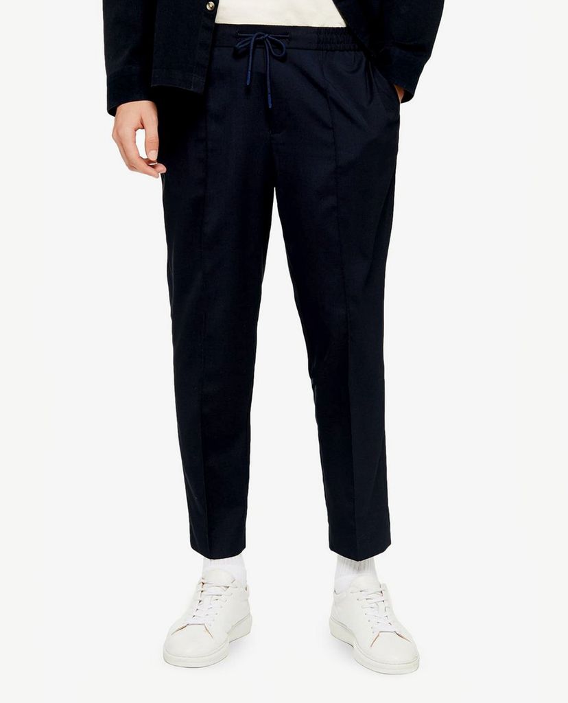 TOPMAN - Quần jogger nam lưng thun không bo gấu Navy Smart