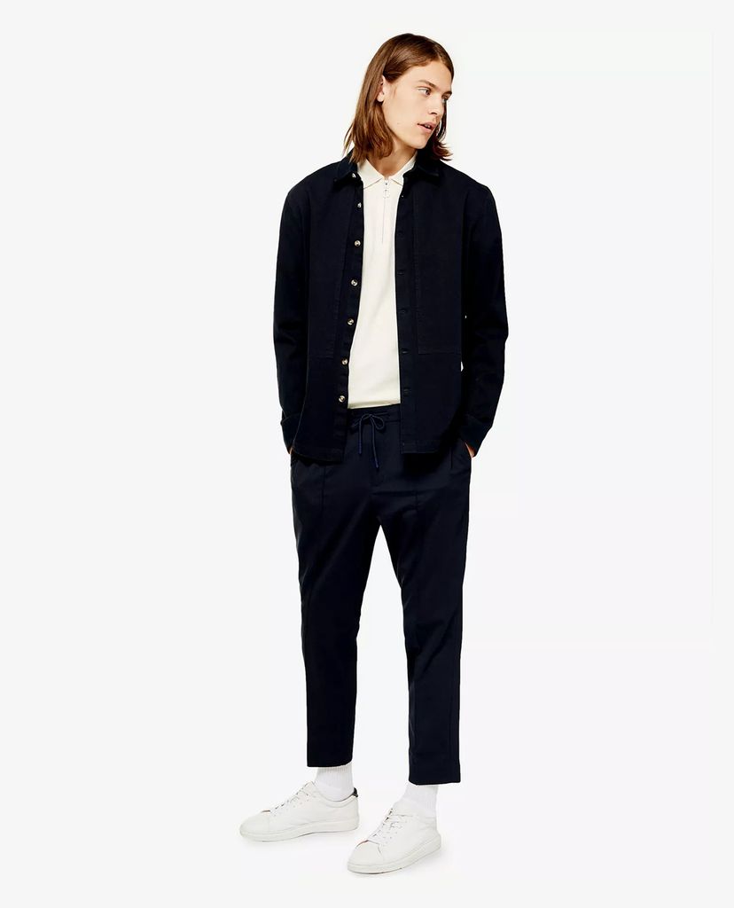 TOPMAN - Quần jogger nam lưng thun không bo gấu Navy Smart