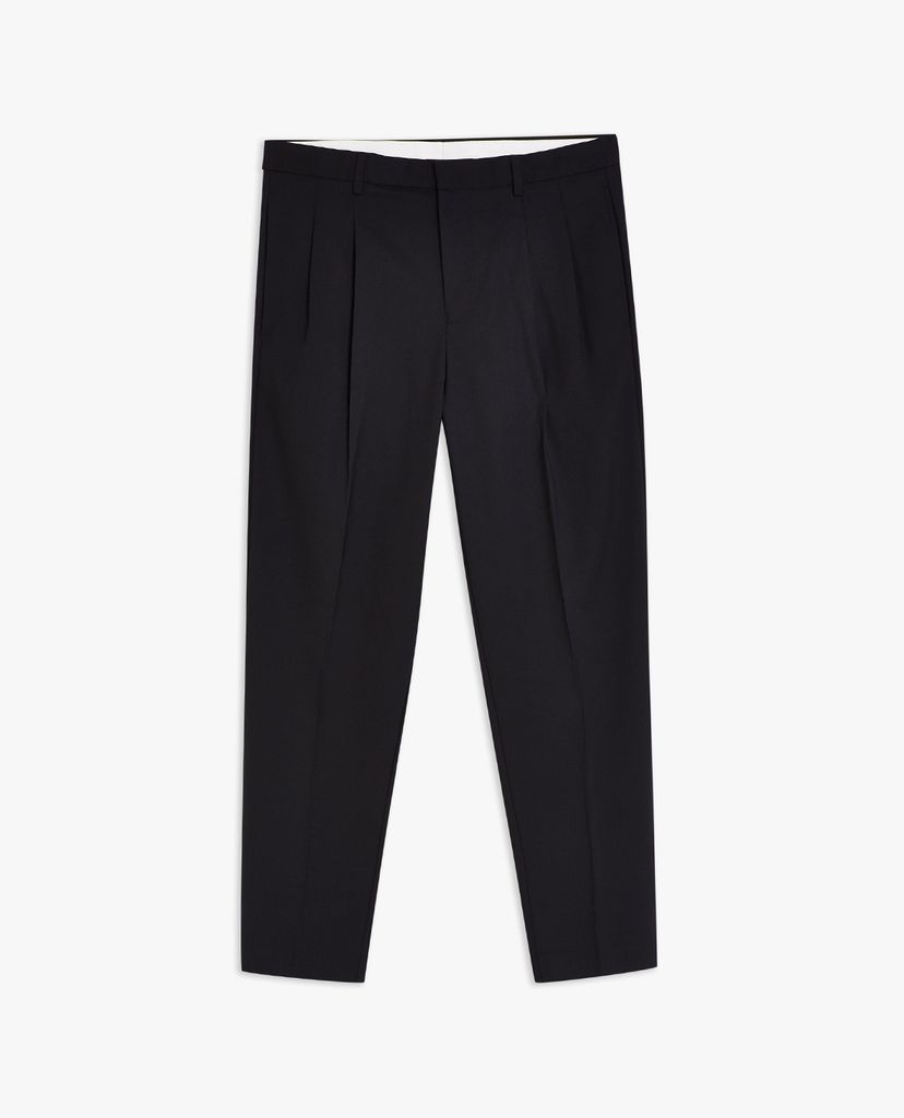 TOPMAN - Quần tây nam ống đứng Navy Pleated Smart