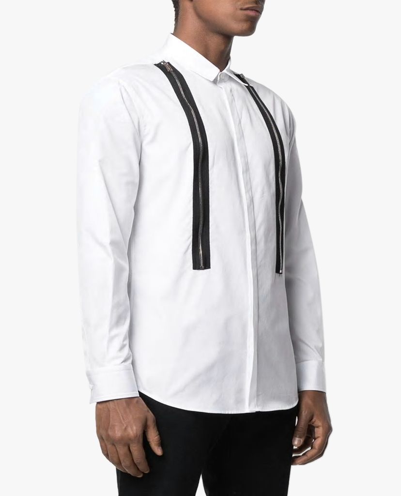 DSQUARED2 - Áo sơ mi nam tay dài cổ gập phối khóa zip thời trang