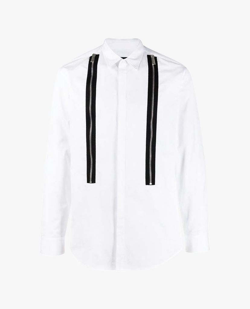 DSQUARED2 - Áo sơ mi nam tay dài cổ gập phối khóa zip thời trang