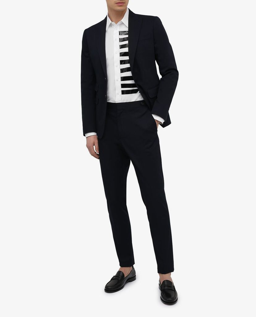 DSQUARED2 - Áo sơ mi nam cổ bẻ tay dài phối kẻ sọc thời trang