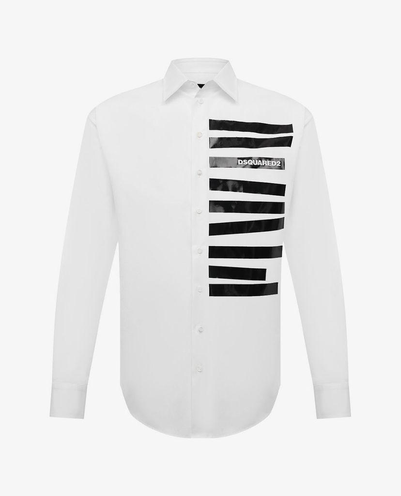 DSQUARED2 - Áo sơ mi nam cổ bẻ tay dài phối kẻ sọc thời trang