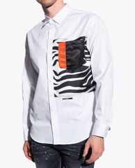 DSQUARED2 - Áo sơ mi nam tay dài cổ bẻ phom suông phối túi thời trang