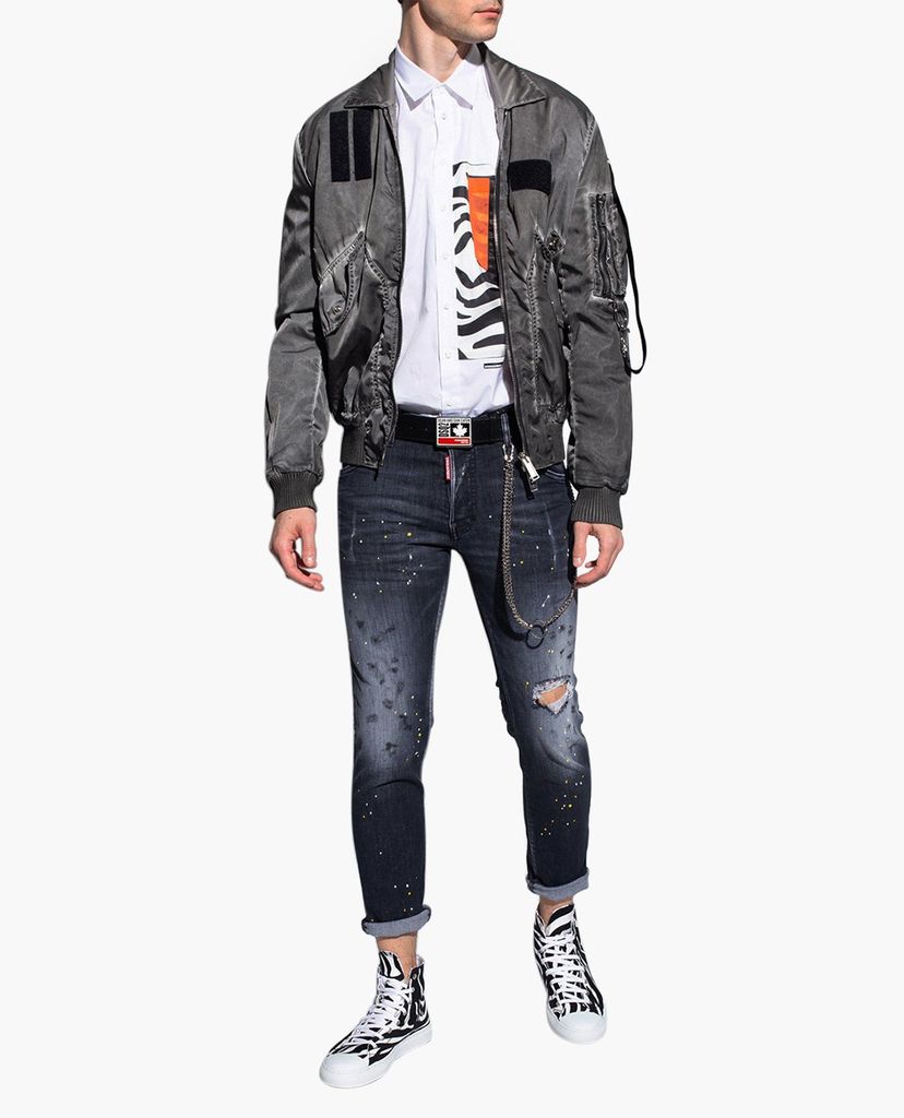 DSQUARED2 - Áo sơ mi nam tay dài cổ bẻ phom suông phối túi thời trang