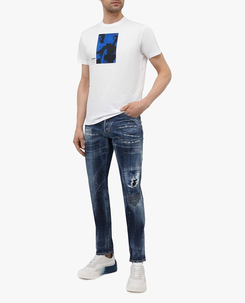 DSQUARED2 - Áo thun nam cổ tròn tay ngắn in hình trẻ trung