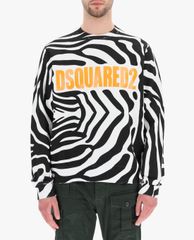 DSQUARED2 - Áo sweatshirt nam cổ tròn tay dài phối họa tiết Zebra