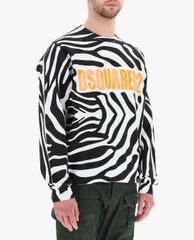 DSQUARED2 - Áo sweatshirt nam cổ tròn tay dài phối họa tiết Zebra